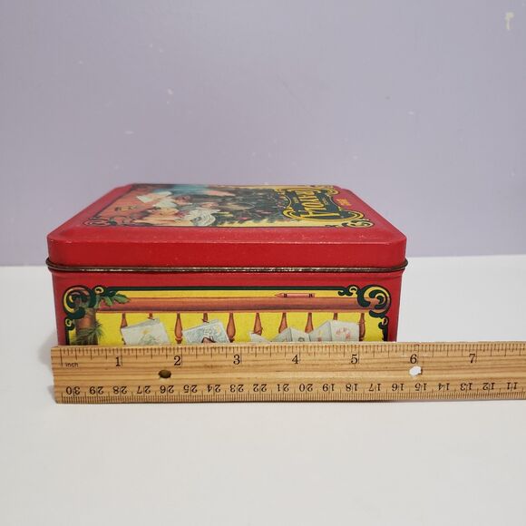 Crayon 1992 Red Metal Tin Container Vintage Farmhouse Country Decor 5.5"×5.5"×3 - Picture 8 of 8